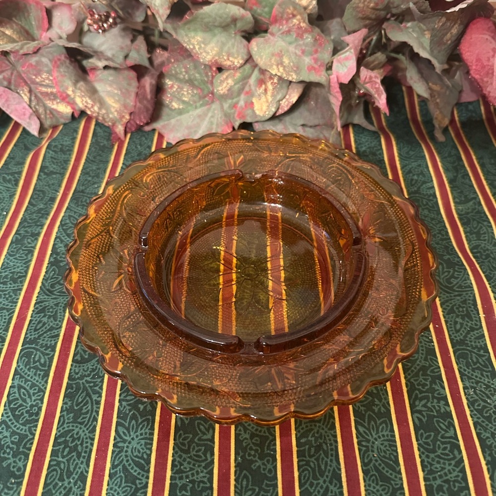Vintage Amber Tiara Glass Ashtray
